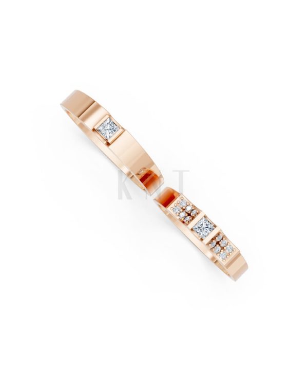 Nhẫn cưới S230 vàng hồng Rose Gold thiết kế đối xứng, phong cách, ấn tượng