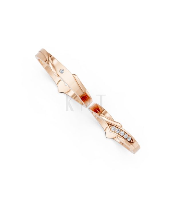 Nhẫn cưới S231 vàng hồng Rose Gold phong cách trẻ trung, nổi bật