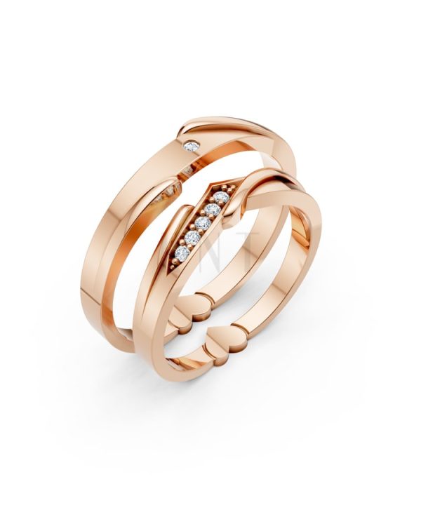 Nhẫn cưới S231 vàng hồng Rose Gold họa tiết ấn tượng, cá tính
