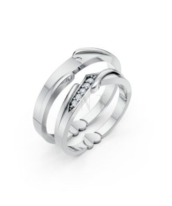 Nhẫn cưới S231 vàng trắng White Gold kiểu dáng hiện đại, nổi bật