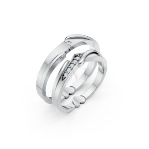 Nhẫn cưới S231 vàng trắng White Gold kiểu dáng hiện đại, nổi bật