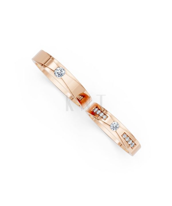 Nhẫn cưới S43 vàng hồng Rose Gold phong cách trẻ trung, nổi bật