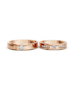 Nhẫn cưới S43 vàng hồng Rose Gold thiết kế đối xứng, phong cách, ấn tượng