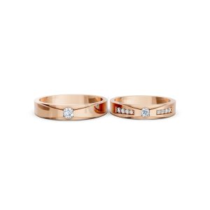 Nhẫn cưới S43 vàng hồng Rose Gold thiết kế đối xứng, phong cách, ấn tượng