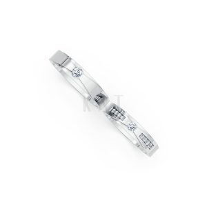 Nhẫn cưới S43 vàng trắng White Gold kiểu dáng cá tính, hiện đại