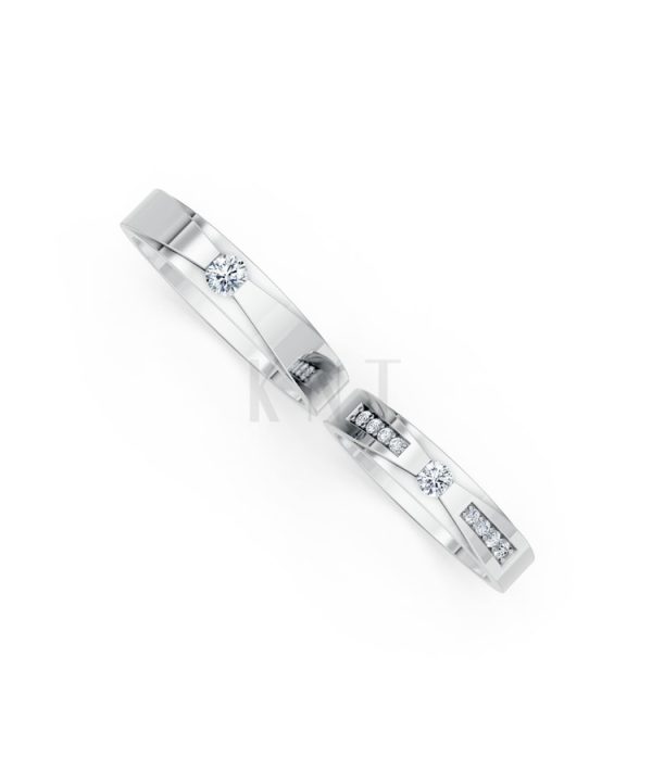 Nhẫn cưới S43 vàng trắng White Gold kiểu dáng cá tính, hiện đại