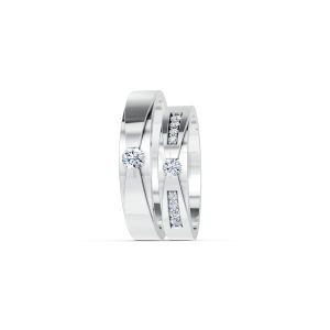 Nhẫn cưới S43 vàng trắng White Gold vàng sáng, đường nét sắc sảo, tinh tế