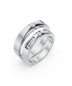 Nhẫn cưới S43 vàng trắng White Gold kiểu dáng hiện đại, nổi bật