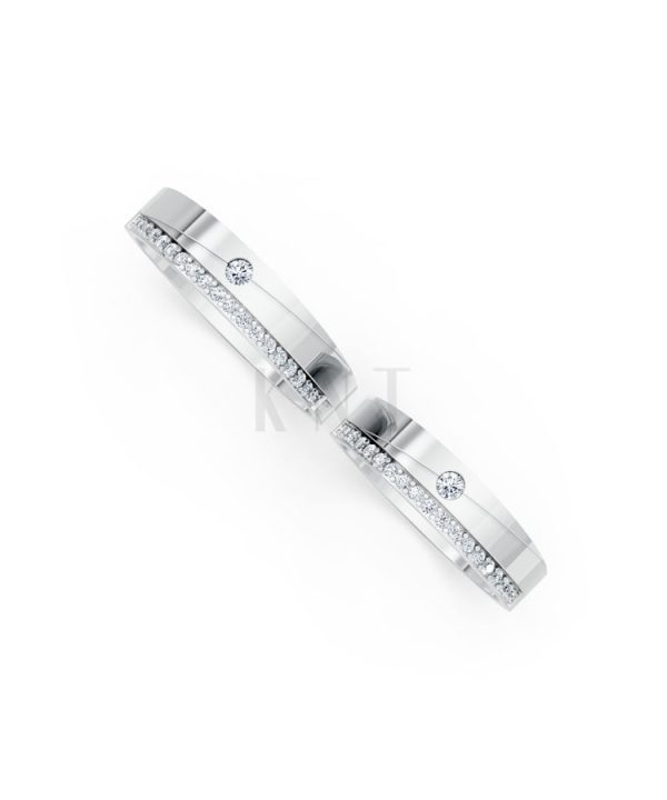 Nhẫn cưới S52 vàng trắng White Gold vàng sáng, đường nét sắc sảo, tinh tế