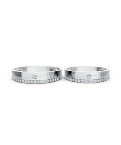 Nhẫn cưới S52 vàng trắng White Gold thiết kế trẻ trung, hiện đại