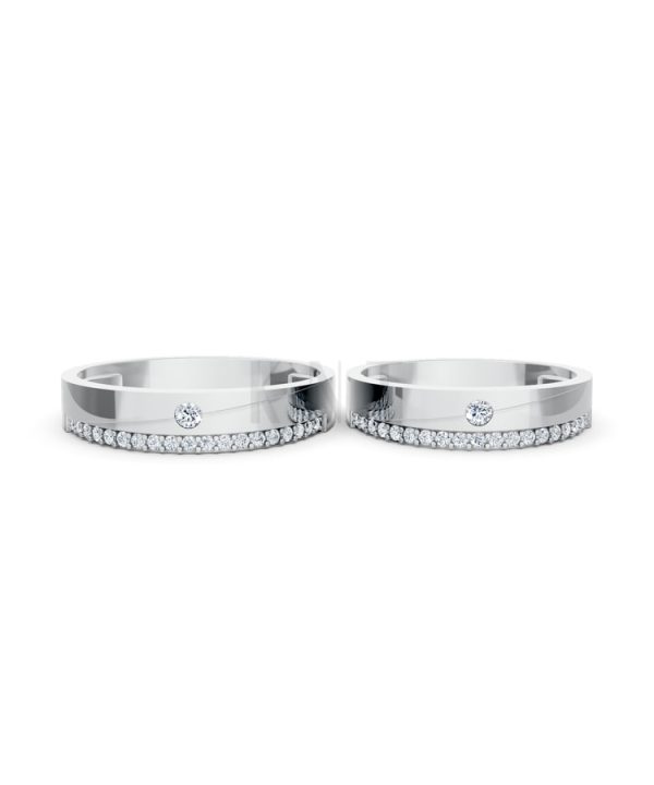 Nhẫn cưới S52 vàng trắng White Gold thiết kế trẻ trung, hiện đại