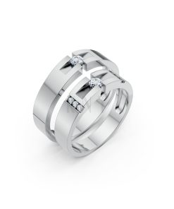 Nhẫn Cưới S69 vàng trắng White Gold kiểu dáng hiện đại, nổi bật