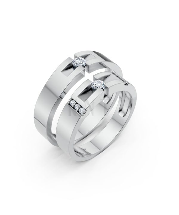 Nhẫn Cưới S69 vàng trắng White Gold kiểu dáng hiện đại, nổi bật