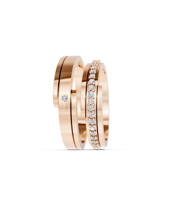 Nhẫn cưới S79 vàng hồng Rose Gold vàng đẹp, kiểu dáng trẻ trung, độc đáo
