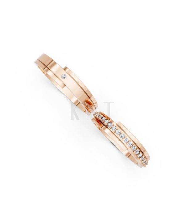 Nhẫn cưới S79 vàng hồng Rose Gold phong cách trẻ trung, nổi bật