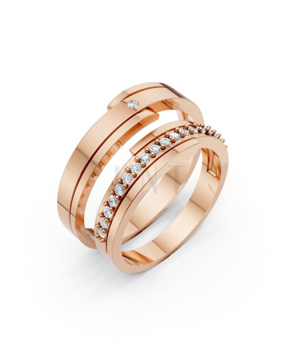 Nhẫn cưới S79 vàng hồng Rose Gold họa tiết ấn tượng, cá tính