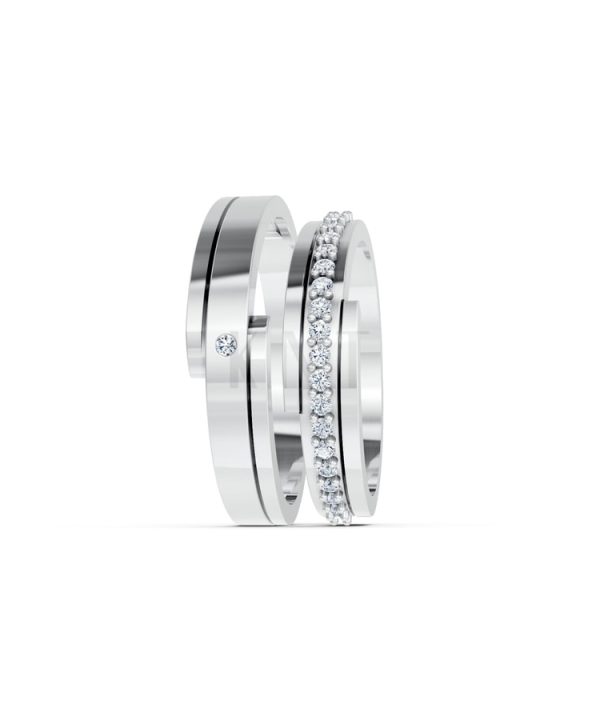 Nhẫn cưới S79 vàng trắng White Gold vàng sáng, đường nét sắc sảo, tinh tế