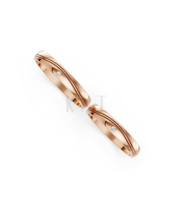 Nhẫn cưới TG1 vàng hồng Rose Gold vàng đẹp, kiểu dáng trẻ trung, độc đáo