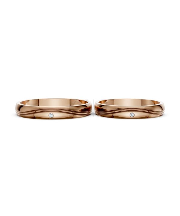 Nhẫn cưới TG1 vàng hồng Rose Gold thiết kế đối xứng, phong cách, ấn tượng