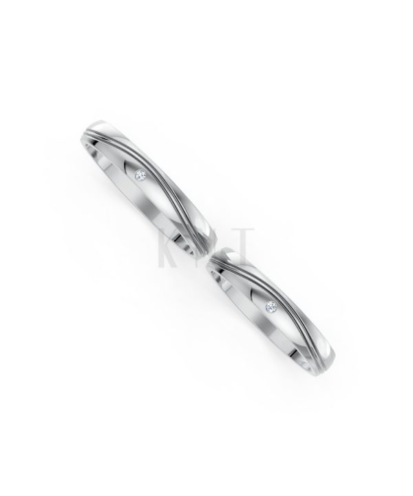 Nhẫn cưới TG1 vàng trắng White Gold kiểu dáng cá tính, hiện đại