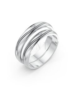 Nhẫn cưới TG1 vàng trắng White Gold kiểu dáng hiện đại, nổi bật