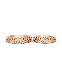 Nhẫn cưới TG17 vàng hồng Rose Gold vàng đẹp, kiểu dáng trẻ trung, độc đáo