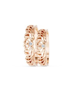 Nhẫn cưới TG17 vàng hồng Rose Gold thiết kế đối xứng, phong cách, ấn tượng