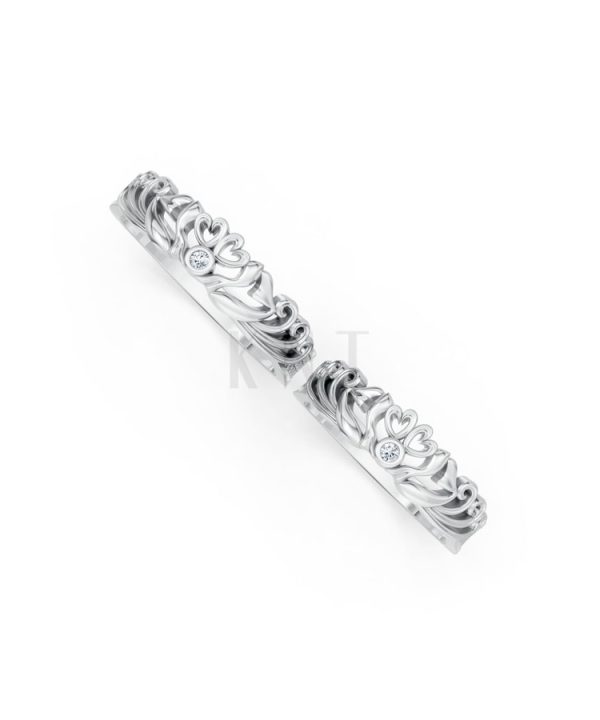 Nhẫn cưới TG17 vàng trắng White Gold vàng sáng, đường nét sắc sảo, tinh tế