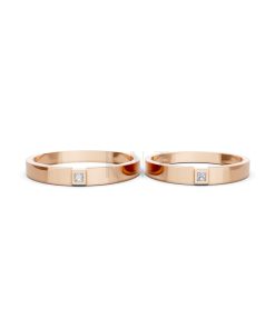 Nhẫn cưới TG2 vàng hồng Rose Gold thiết kế đối xứng, phong cách, ấn tượng