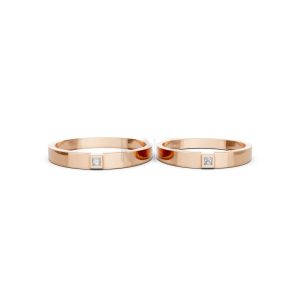 Nhẫn cưới TG2 vàng hồng Rose Gold thiết kế đối xứng, phong cách, ấn tượng