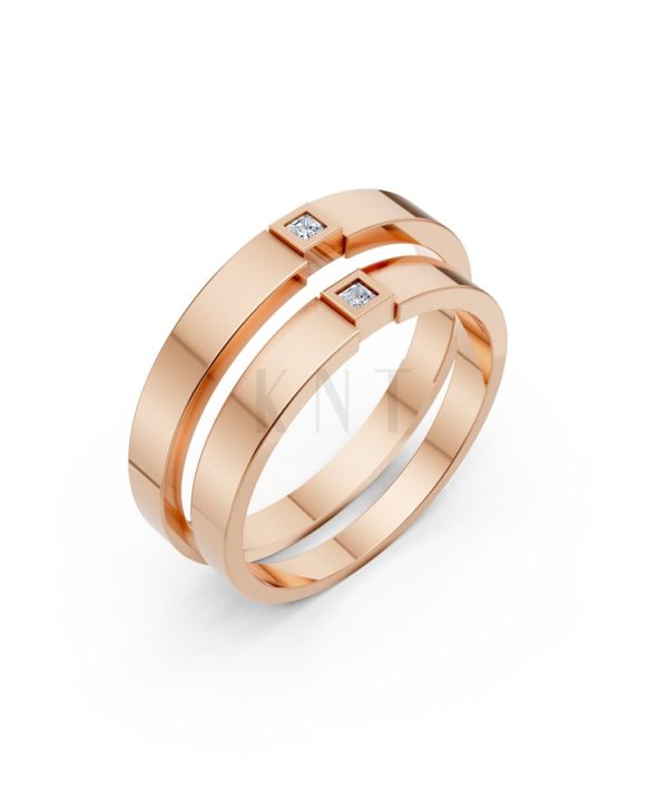Nhẫn cưới TG2 vàng hồng Rose Gold họa tiết ấn tượng, cá tính