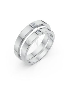 Nhẫn cưới TG2 vàng trắng White Gold kiểu dáng hiện đại, nổi bật