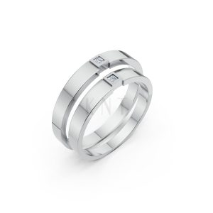 Nhẫn cưới TG2 vàng trắng White Gold kiểu dáng hiện đại, nổi bật