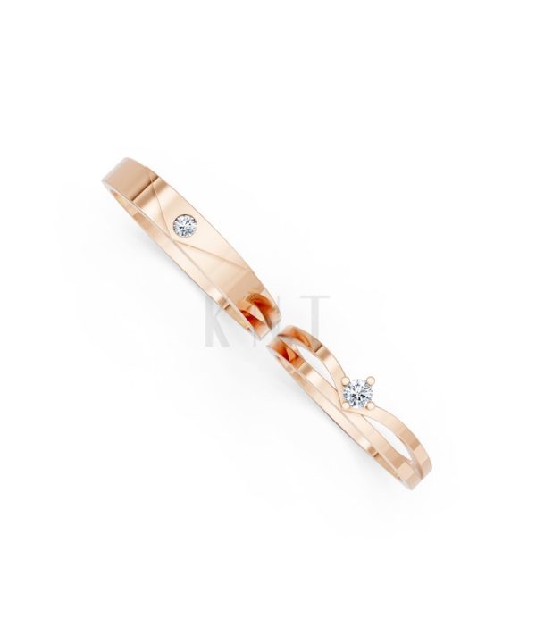 Nhẫn cưới TG21 vàng hồng Rose Gold phong cách trẻ trung, nổi bật