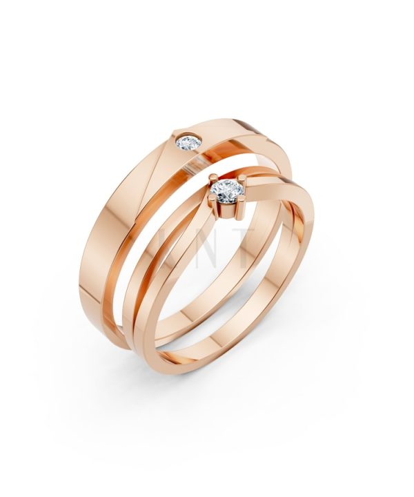 Nhẫn cưới TG21 vàng hồng Rose Gold họa tiết ấn tượng, cá tính
