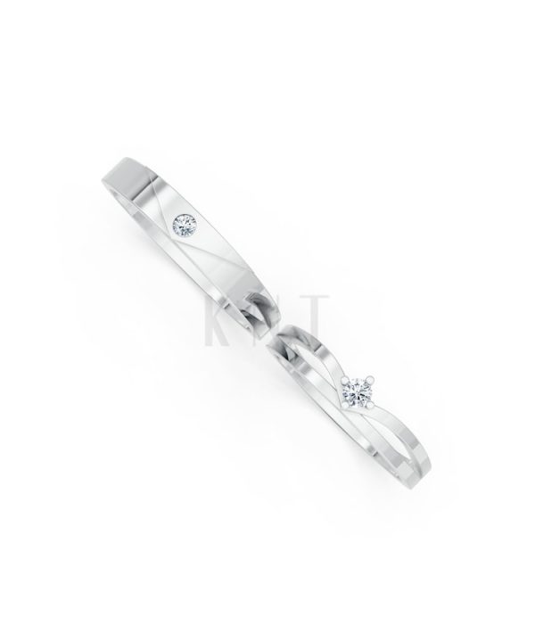 Nhẫn cưới TG21 vàng trắng White Gold kiểu dáng cá tính, hiện đại