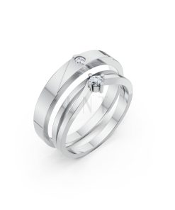 Nhẫn cưới TG21 vàng trắng White Gold kiểu dáng hiện đại, nổi bật