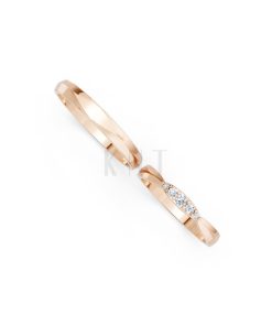 Nhẫn cưới TG25 vàng hồng Rose Gold vàng đẹp, kiểu dáng trẻ trung, độc đáo