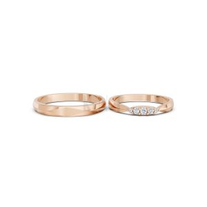 Nhẫn cưới TG25 vàng hồng Rose Gold thiết kế đối xứng, phong cách, ấn tượng