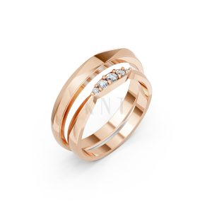 Nhẫn cưới TG25 vàng hồng Rose Gold họa tiết ấn tượng, cá tính