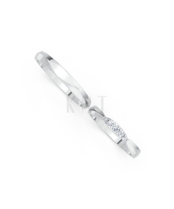 Nhẫn cưới TG25 vàng trắng White Gold kiểu dáng cá tính, hiện đại