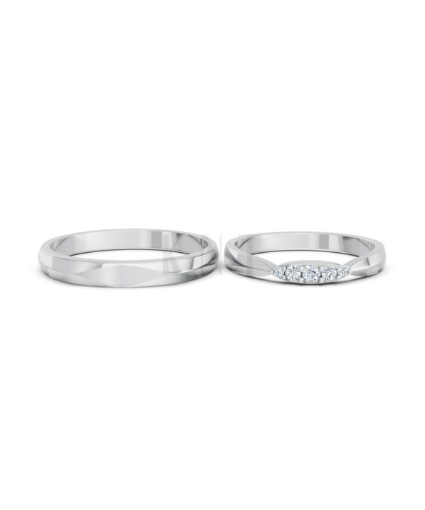 Nhẫn cưới TG25 vàng trắng White Gold thiết kế trẻ trung, hiện đại