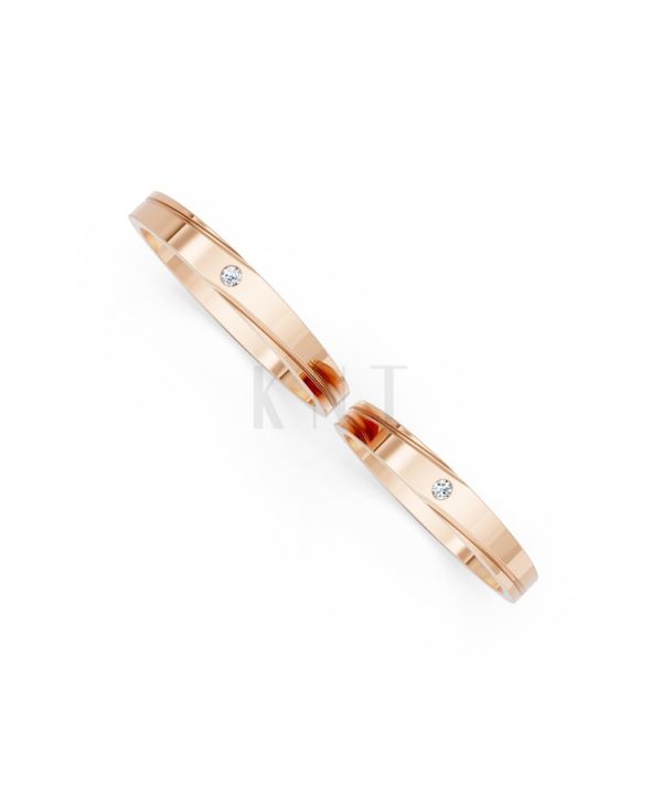 Nhẫn Cưới TG3 vàng hồng Rose Gold thiết kế đối xứng, phong cách, ấn tượng