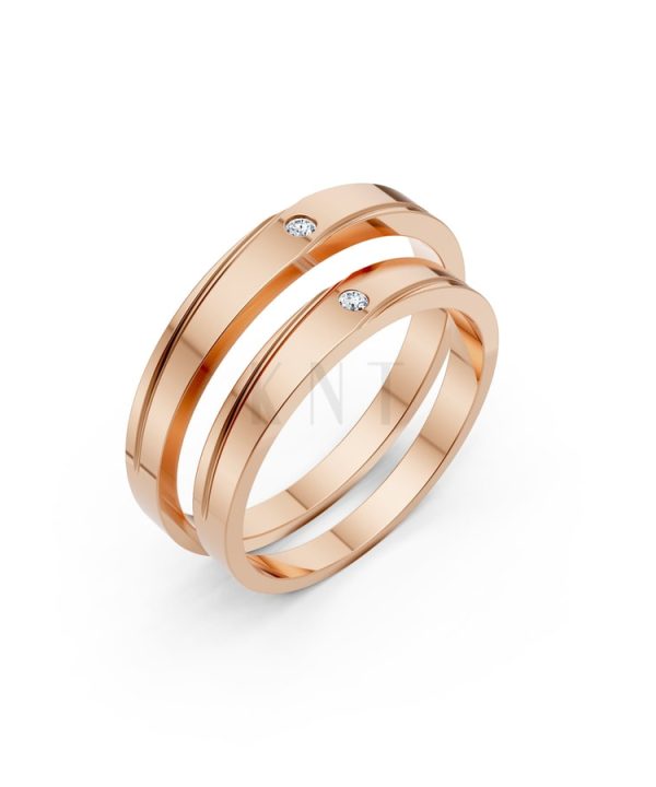 Nhẫn Cưới TG3 vàng hồng Rose Gold họa tiết ấn tượng, cá tính