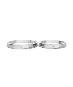 Nhẫn Cưới TG3 vàng trắng White Gold vàng sáng, đường nét sắc sảo, tinh tế