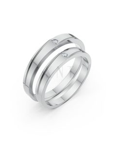 Nhẫn Cưới TG3 vàng trắng White Gold kiểu dáng hiện đại, nổi bật