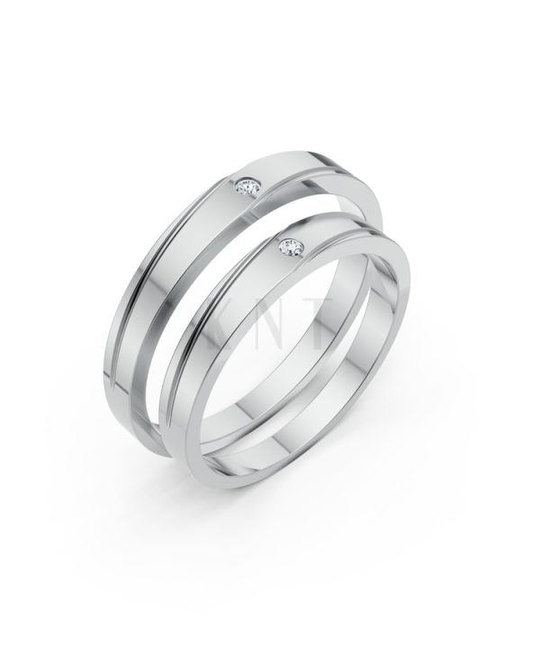 Nhẫn Cưới TG3 vàng trắng White Gold kiểu dáng hiện đại, nổi bật