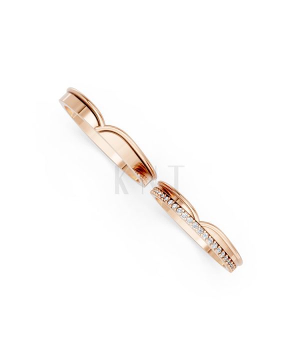 Nhẫn cưới TG4 vàng hồng Rose Gold vàng đẹp, kiểu dáng trẻ trung, độc đáo