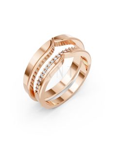 Nhẫn cưới TG4 vàng hồng Rose Gold họa tiết ấn tượng, cá tính