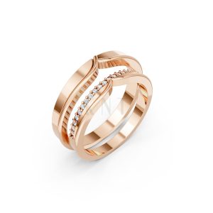 Nhẫn cưới TG4 vàng hồng Rose Gold họa tiết ấn tượng, cá tính